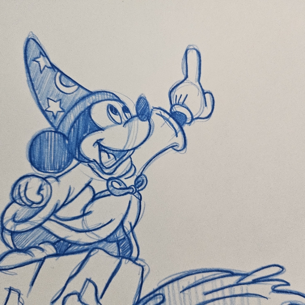 Disney Sorcerer Mickey Fantasia Fantasmic Drawing/Sketch Animation Art - Picture 3 of 6